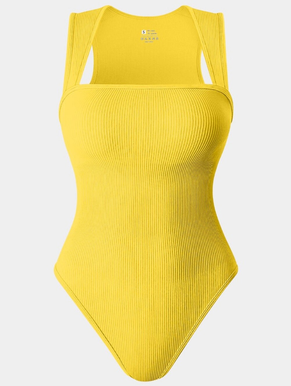 NWOT OQQ Strappy Square Neck Sleeveless Tummy Control Tank Top Bodysuit - Yellow